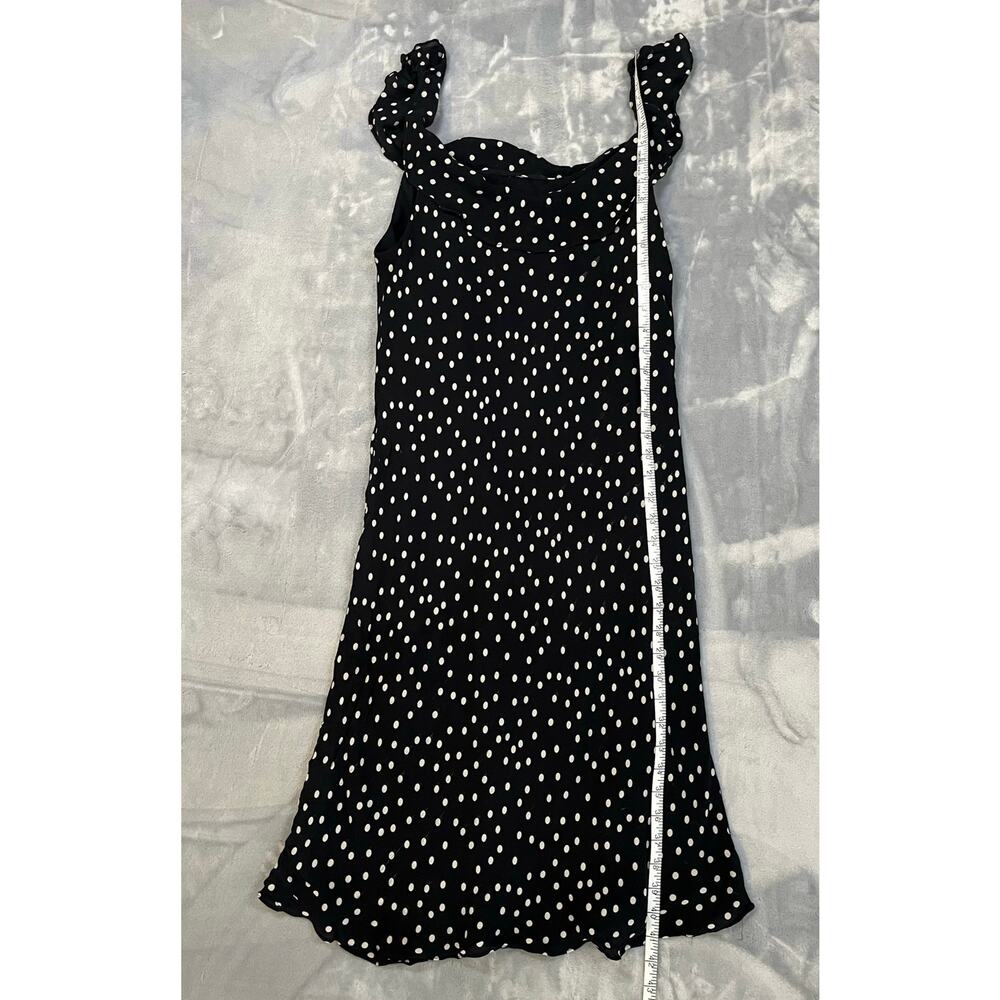 Vintage Y2K Babydoll Midi Slip Dress Polka Dot M/L Ruffle Bias Cute Party Black - Picture 5 of 11